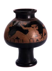 Attische rotfigurige Vase mit Symposionsszene, 505-500 v. Chr.